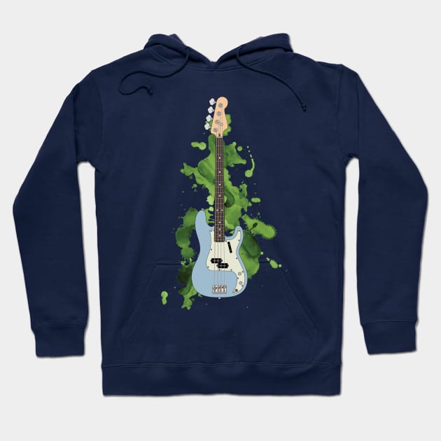 P-style Bass Guitar Sonic Blue Color Hoodie by nightsworthy